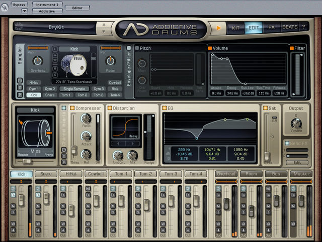 Addictive Drums Tweaks can be made in the Edit screen.